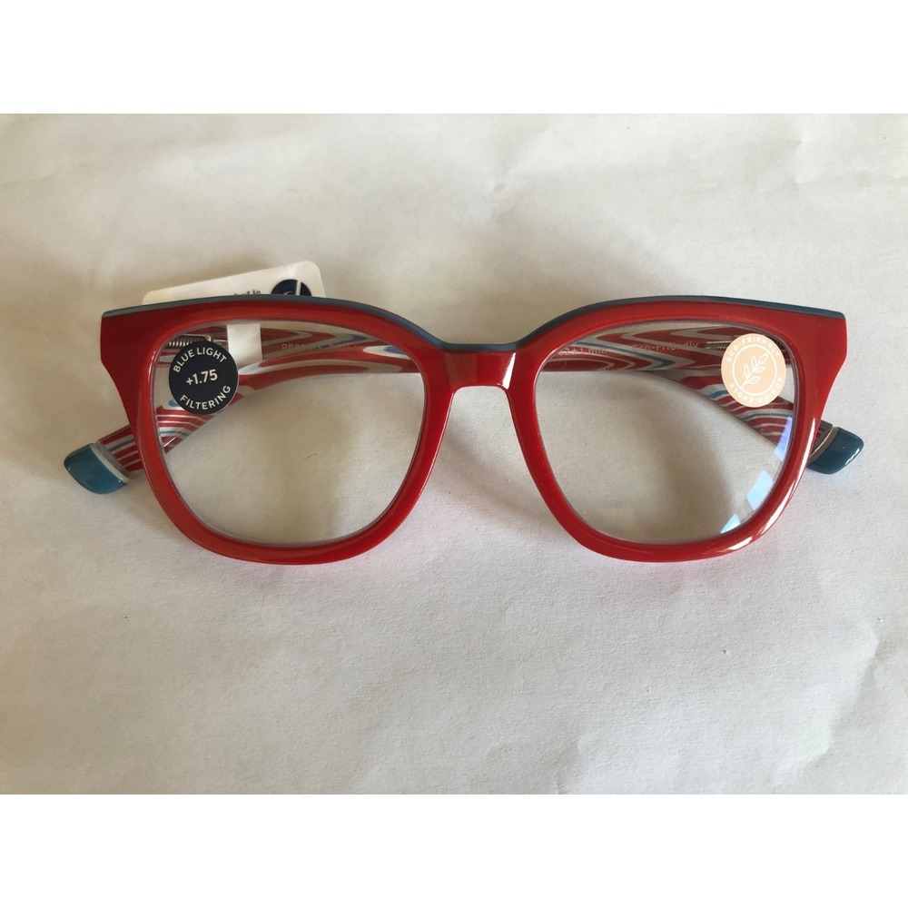 New Red Trapeze Peepers blue light filter readers  +1.75